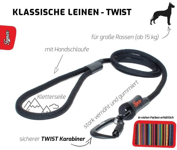 klassische Hundeleine TWIST - L - 115cm - devil